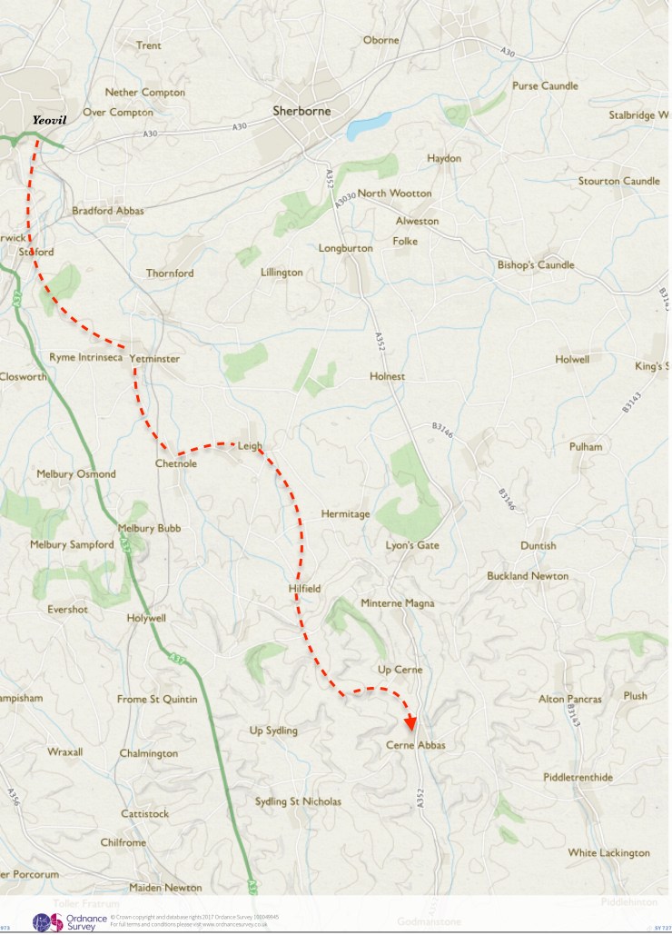 Y - CA route on map